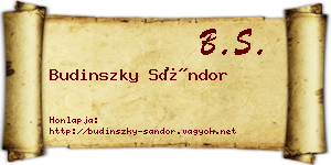 Budinszky Sándor névjegykártya