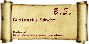 Budinszky Sándor névjegykártya
